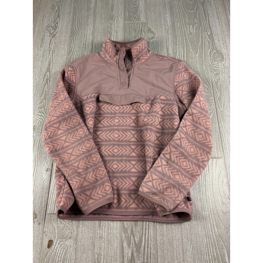 Sierra Designs Womens Pink Geometric Snap Fleece Pullover Sweatshirt Small
